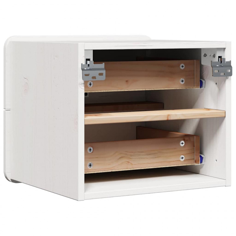Stolik nocny Biały 39 x 34 x 33 cm Lite drewno sosnowe