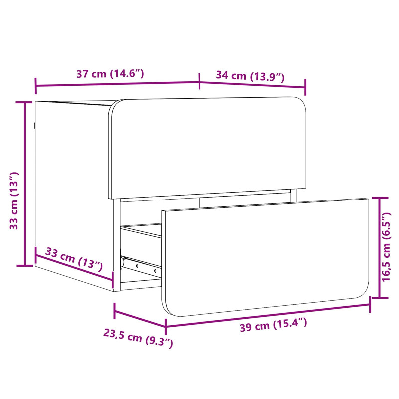 Stolik nocny Biały 39 x 34 x 33 cm Lite drewno sosnowe