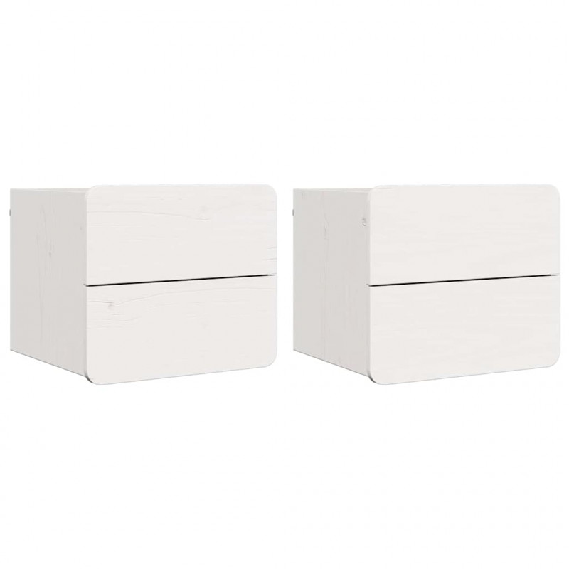 Stolik nocny 2 pcs Biały 39 x 34 x 33 cm Lite drewno sosnowe