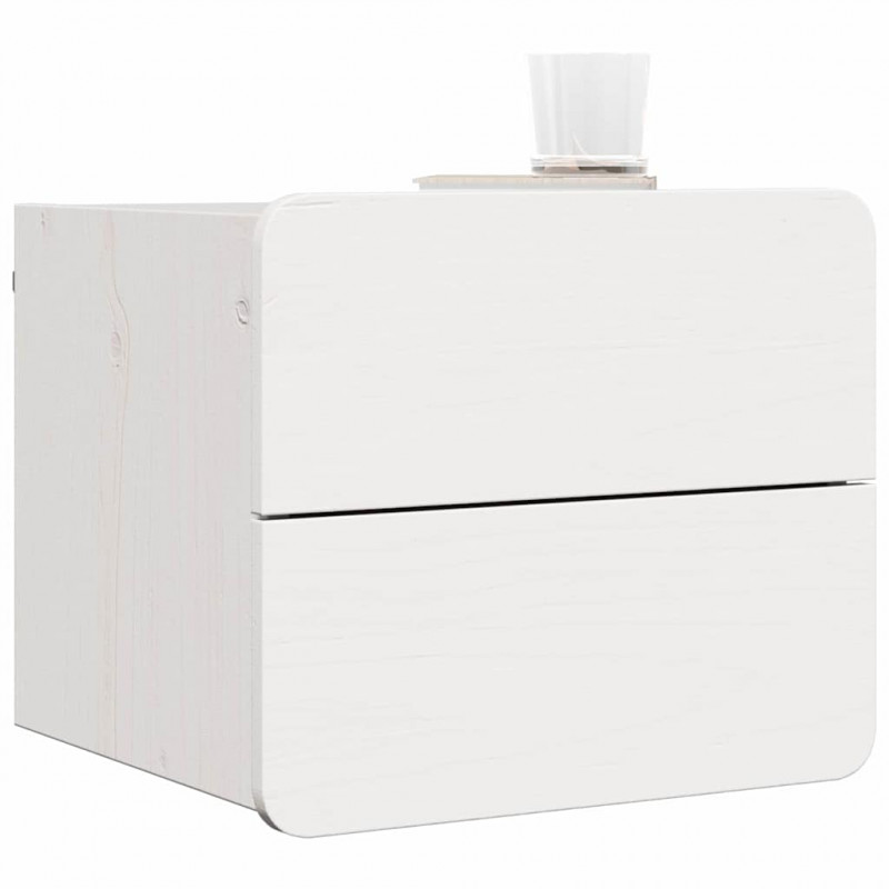 Stolik nocny 2 pcs Biały 39 x 34 x 33 cm Lite drewno sosnowe