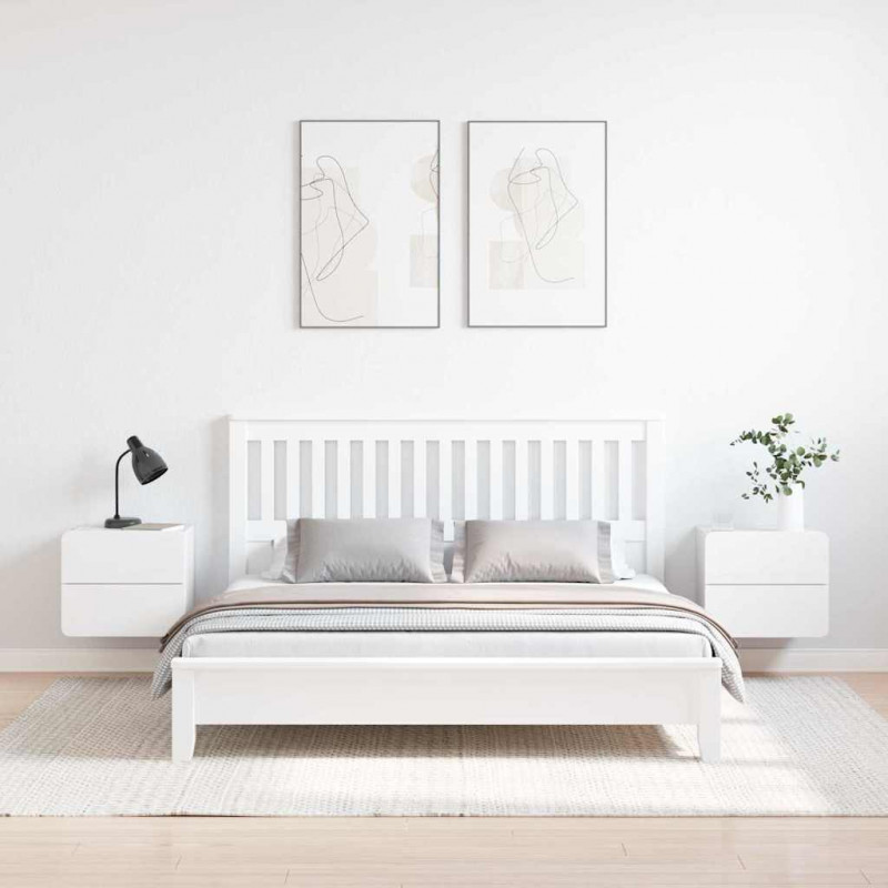 Stolik nocny 2 pcs Biały 39 x 34 x 33 cm Lite drewno sosnowe
