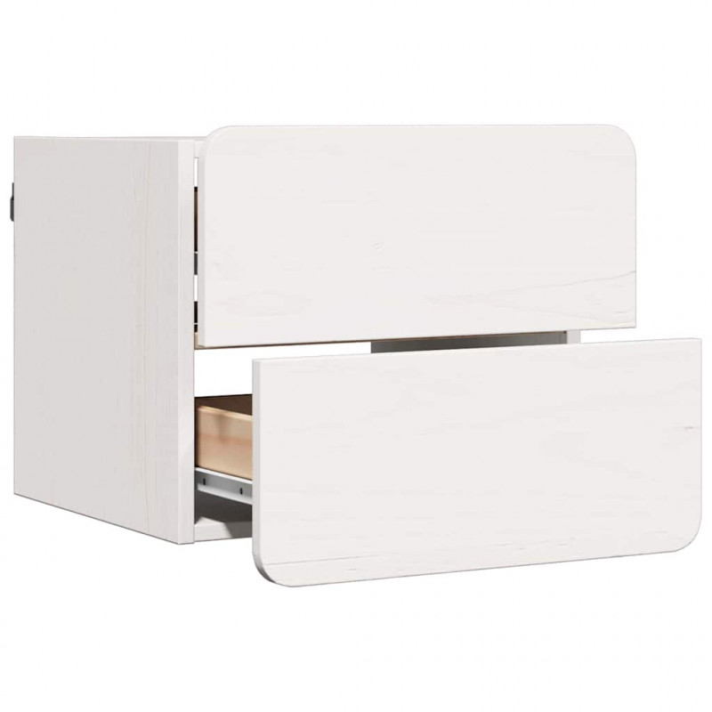 Stolik nocny 2 pcs Biały 39 x 34 x 33 cm Lite drewno sosnowe