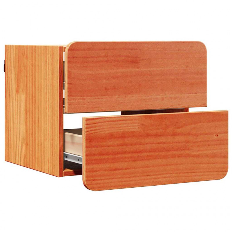 Stolik nocny Woskowy Brąz 39 x 34 x 33 cm Lite drewno sosnowe