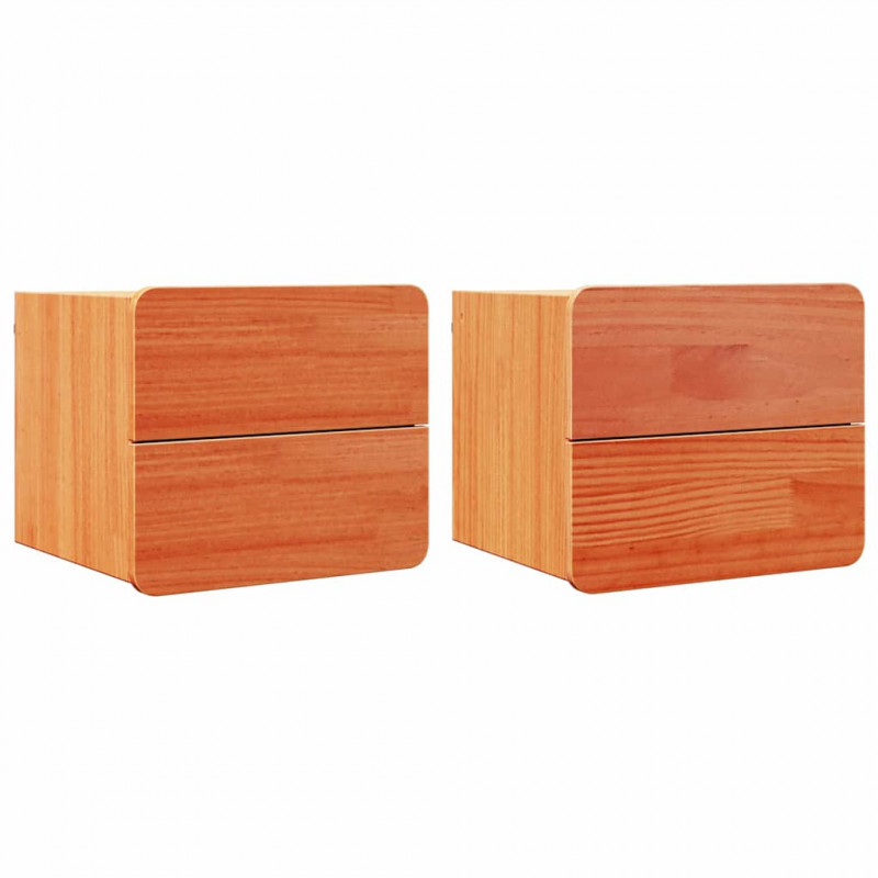 Stolik nocny 2 pcs Brązowy 39 x 34 x 33 cm Lite drewno sosnowe