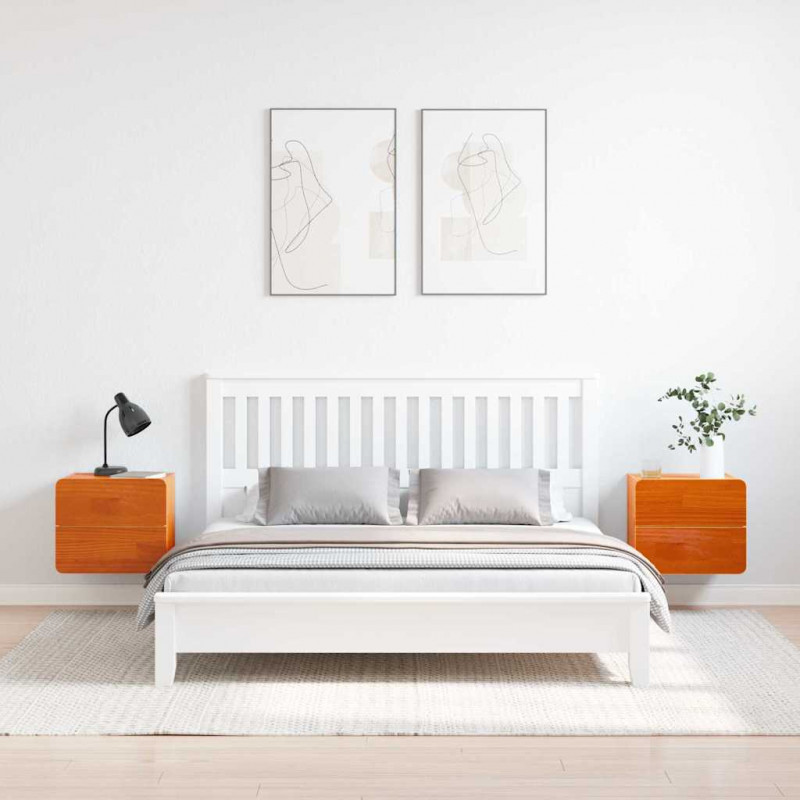 Stolik nocny 2 pcs Brązowy 39 x 34 x 33 cm Lite drewno sosnowe