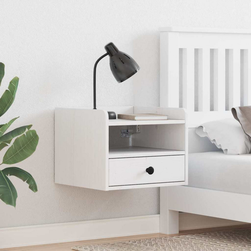 Stolik nocny Biały 38 x 36 x 29,5 cm Lite drewno sosnowe