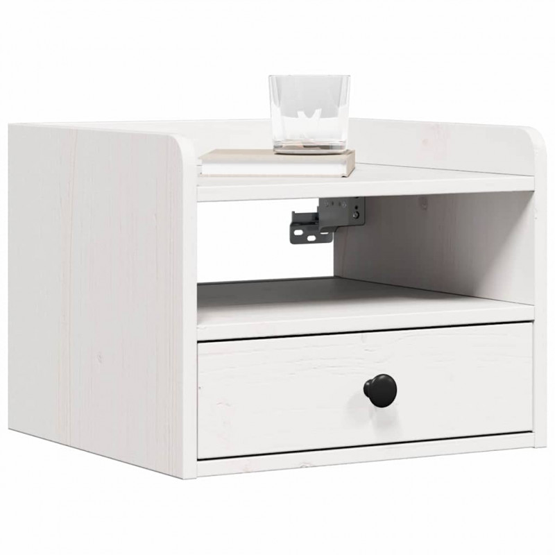 Stolik nocny Biały 38 x 36 x 29,5 cm Lite drewno sosnowe