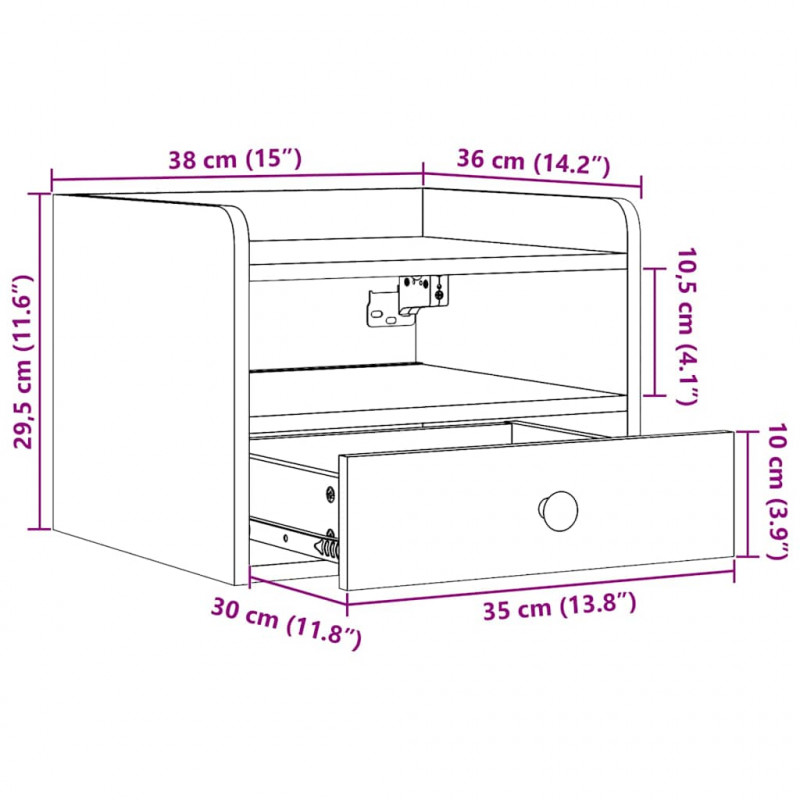 Stolik nocny Biały 38 x 36 x 29,5 cm Lite drewno sosnowe