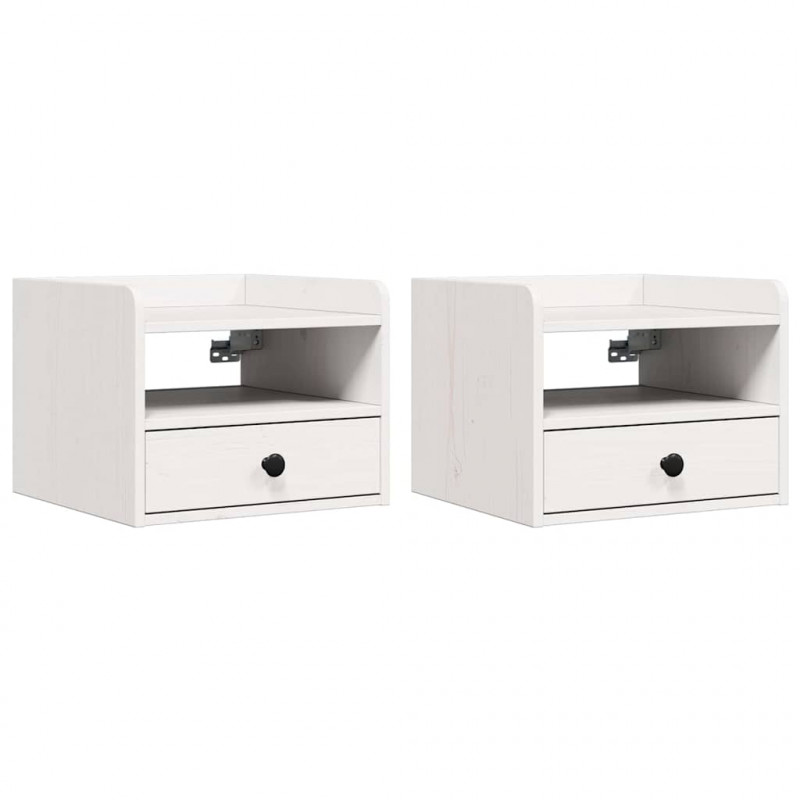 Stolik nocny 2 pcs Biały 38 x 36 x 29,5 cm Lite drewno sosnowe