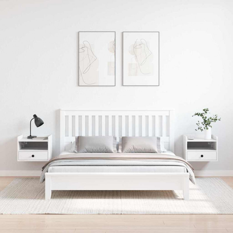 Stolik nocny 2 pcs Biały 38 x 36 x 29,5 cm Lite drewno sosnowe