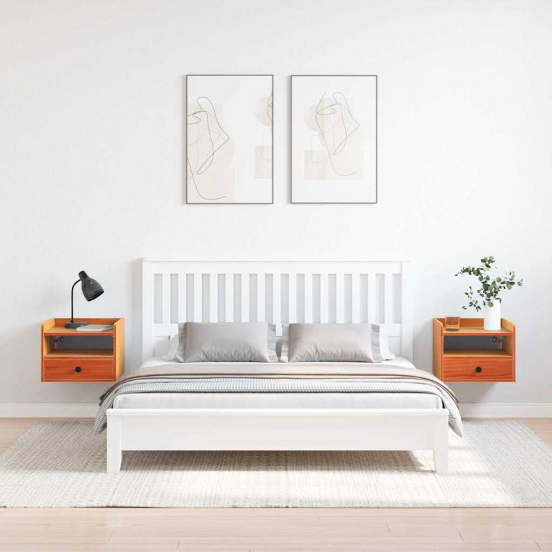 Stolik nocny z szufladą 2 pcs Woskowy Brąz 38 x 36 x 29,5 cm