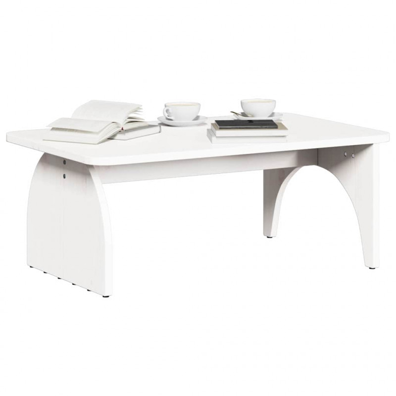 Stolik kawowy Biały 80 x 50 x 31 cm Lite drewno sosnowe