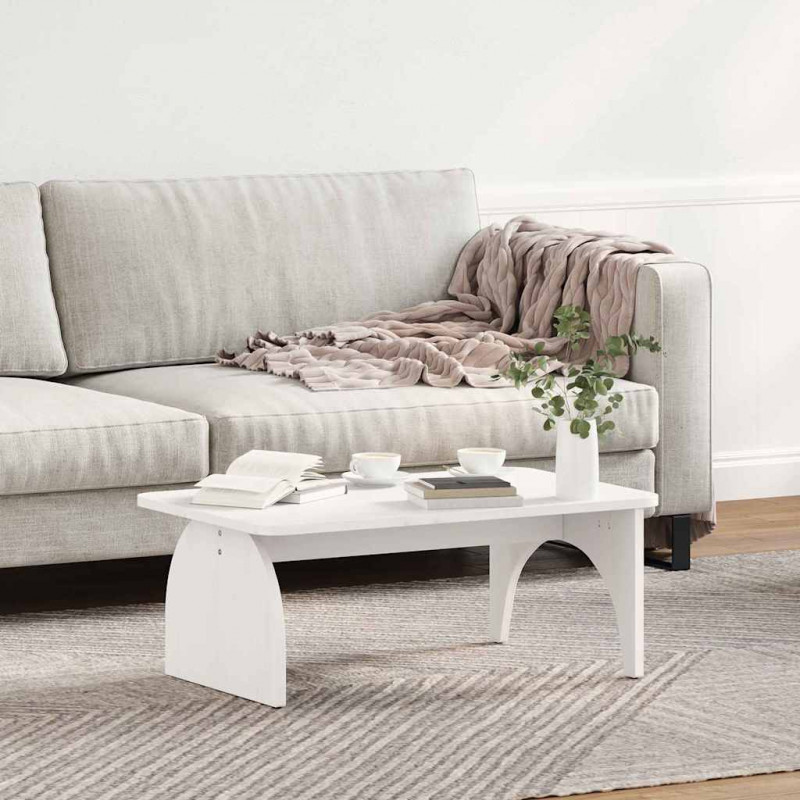 Stolik kawowy Biały 80 x 50 x 31 cm Lite drewno sosnowe