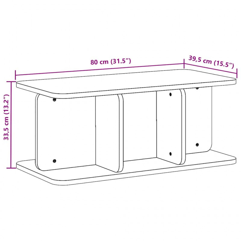 Stolik kawowy Biały 80 x 39,5 x 33,5 cm Lite drewno sosnowe