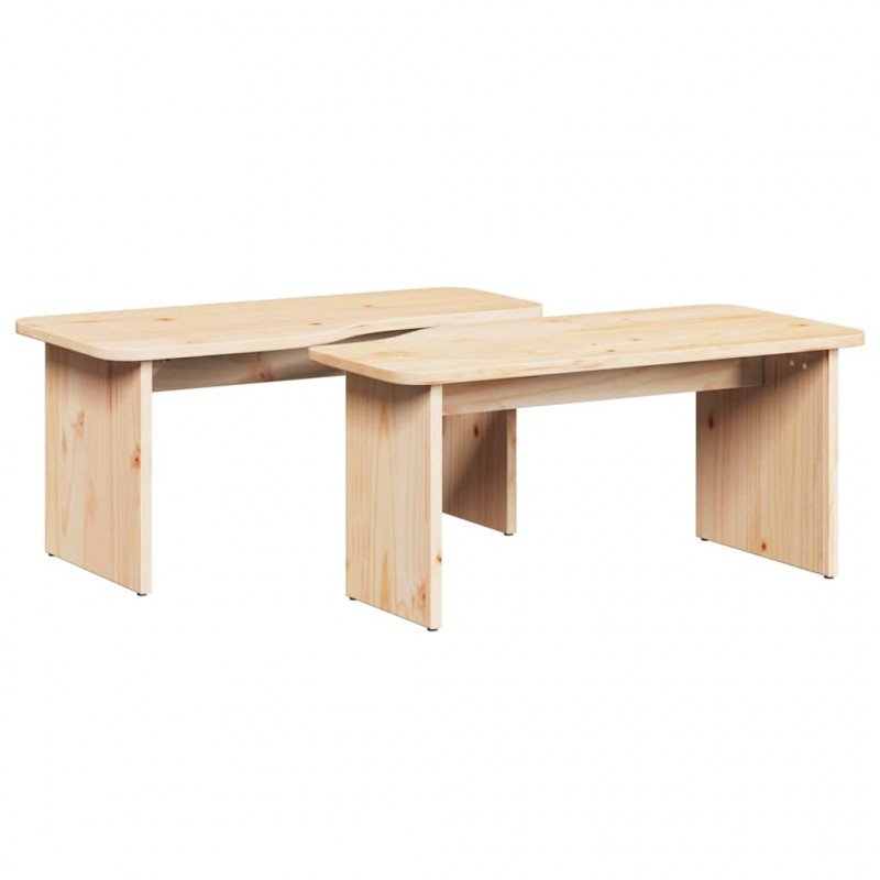 Stolik kawowy 2 pcs Naturalny Lite drewno sosnowe