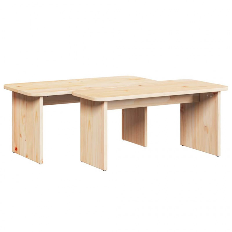 Stolik kawowy 2 pcs Naturalny Lite drewno sosnowe