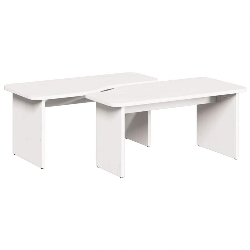 Stolik kawowy 2 pcs Biały Lite drewno sosnowe