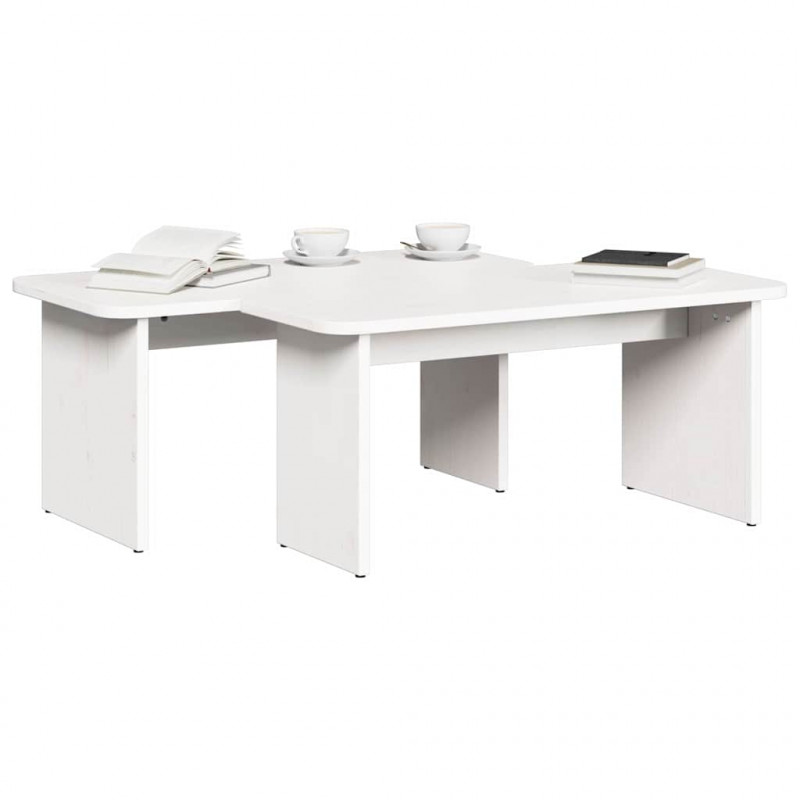 Stolik kawowy 2 pcs Biały Lite drewno sosnowe