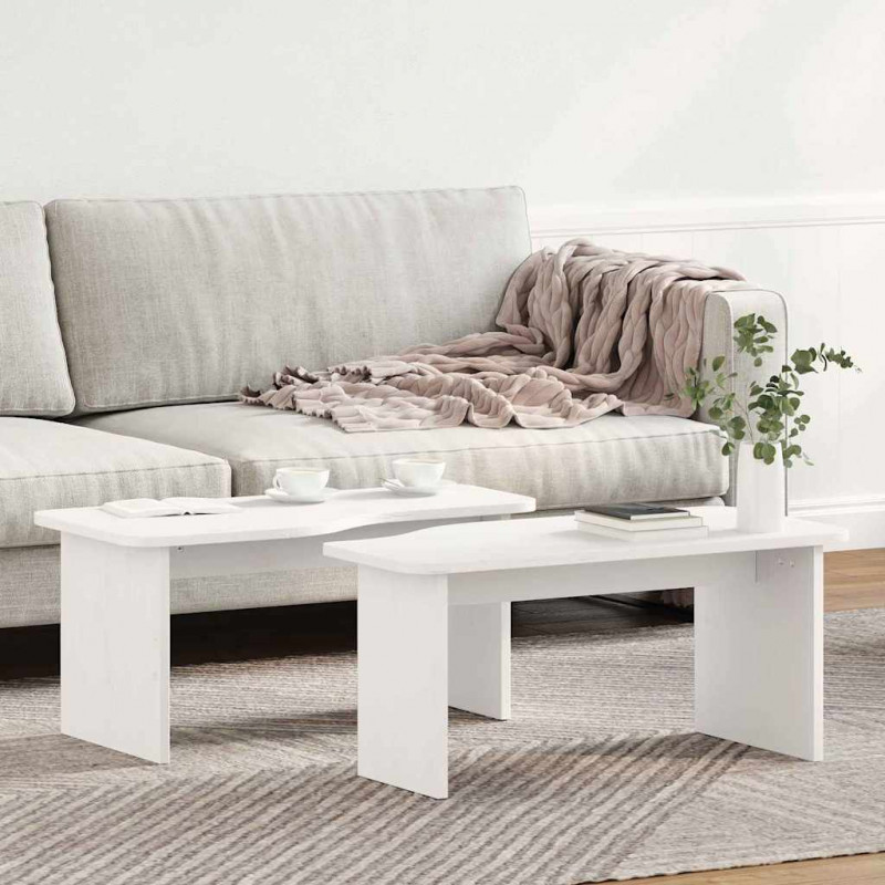 Stolik kawowy 2 pcs Biały Lite drewno sosnowe
