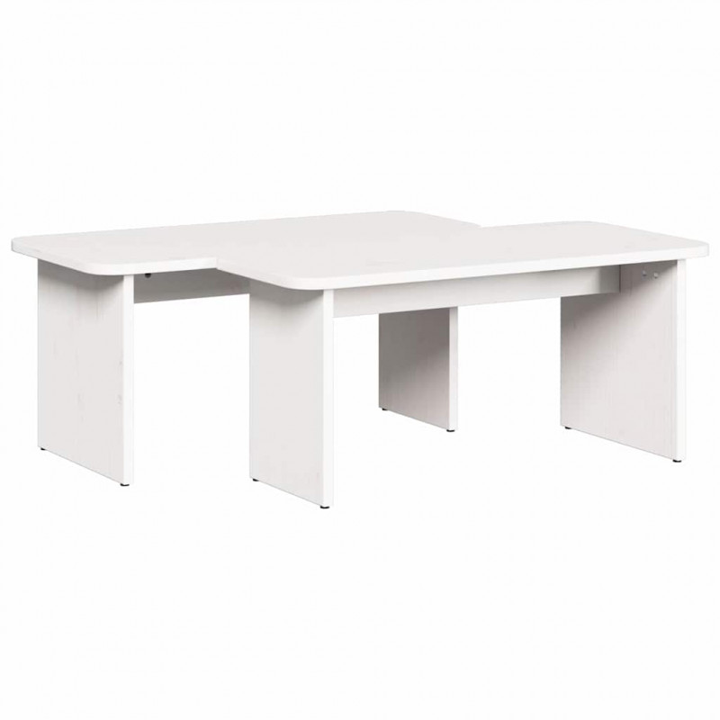 Stolik kawowy 2 pcs Biały Lite drewno sosnowe