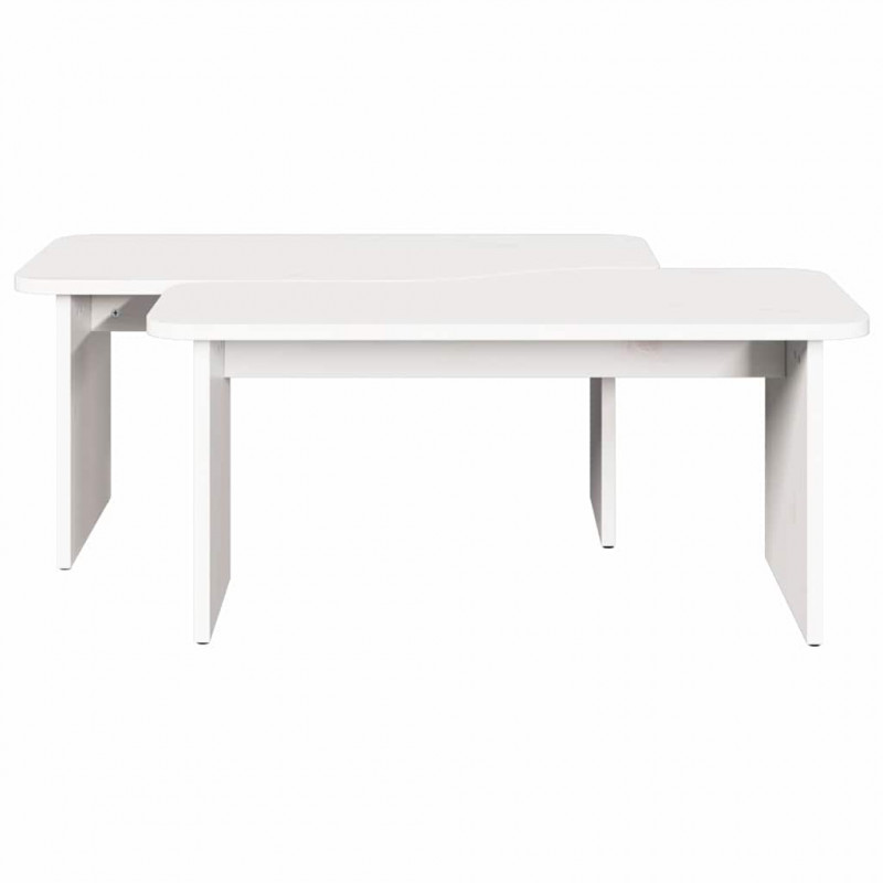 Stolik kawowy 2 pcs Biały Lite drewno sosnowe