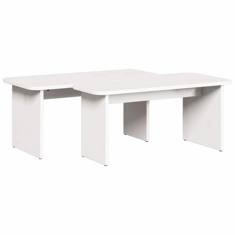 Stolik kawowy 2 pcs Biały Lite drewno sosnowe