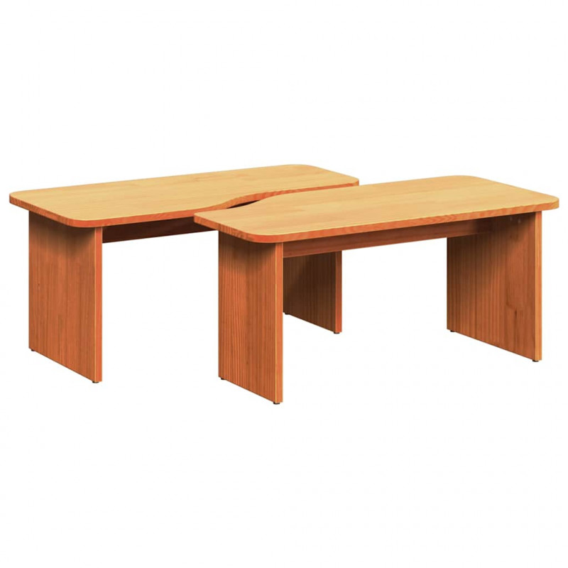 Stolik kawowy 2 pcs Woskowy Brąz Lite drewno sosnowe