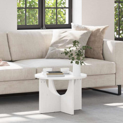 Stolik kawowy Biały 50 x 50 x 35 cm Lite drewno sosnowe