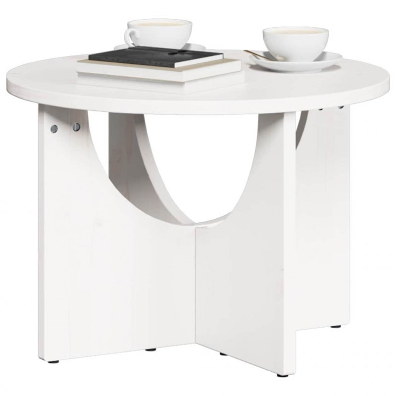 Stolik kawowy Biały 50 x 50 x 35 cm Lite drewno sosnowe