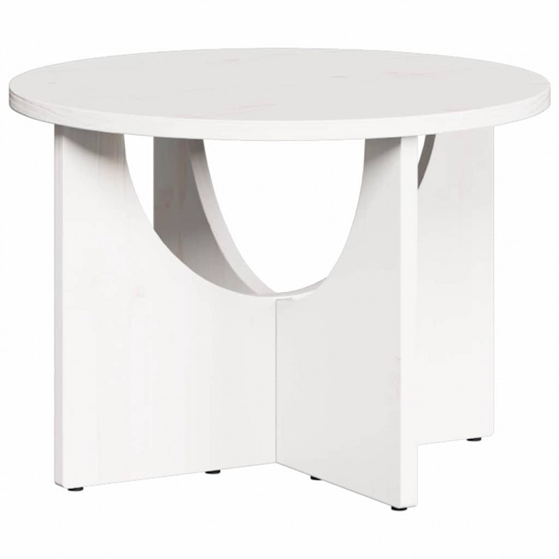 Stolik kawowy Biały 50 x 50 x 35 cm Lite drewno sosnowe