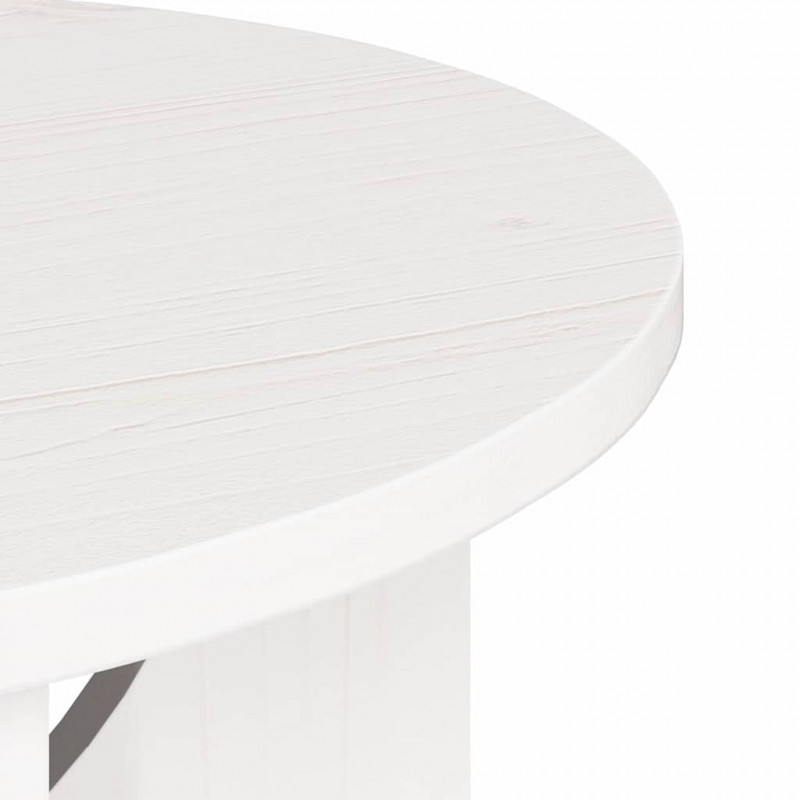 Stolik kawowy Biały 50 x 50 x 35 cm Lite drewno sosnowe