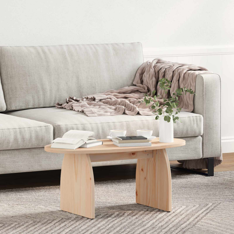 Stolik kawowy Brązowy 80 x 40 x 35 cm Lite drewno sosnowe