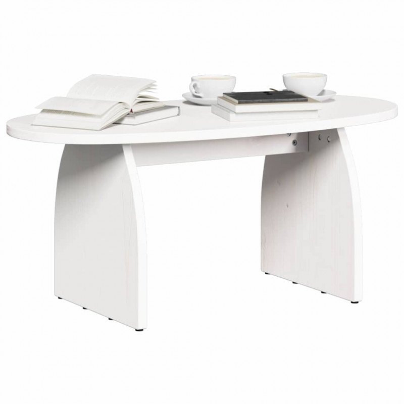 Stolik kawowy Biały 80 x 40 x 35 cm Lite drewno sosnowe