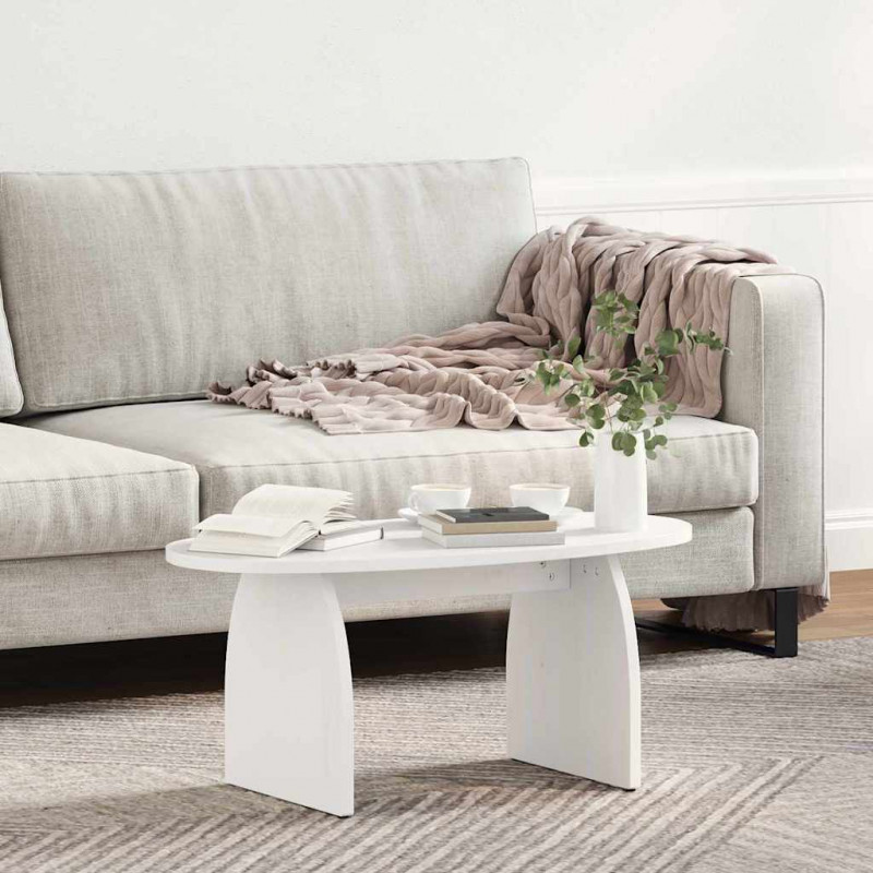 Stolik kawowy Biały 80 x 40 x 35 cm Lite drewno sosnowe
