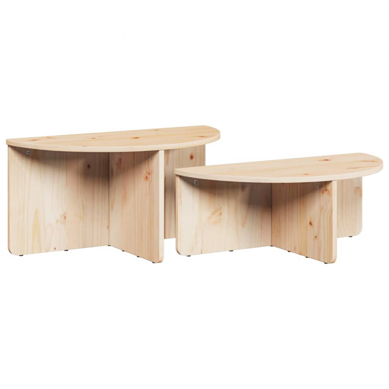 Stolik kawowy 2 pcs Naturalny Lite drewno sosnowe
