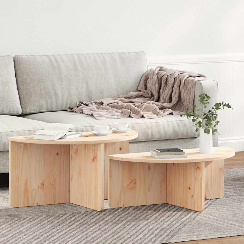 Stolik kawowy 2 pcs Naturalny Lite drewno sosnowe