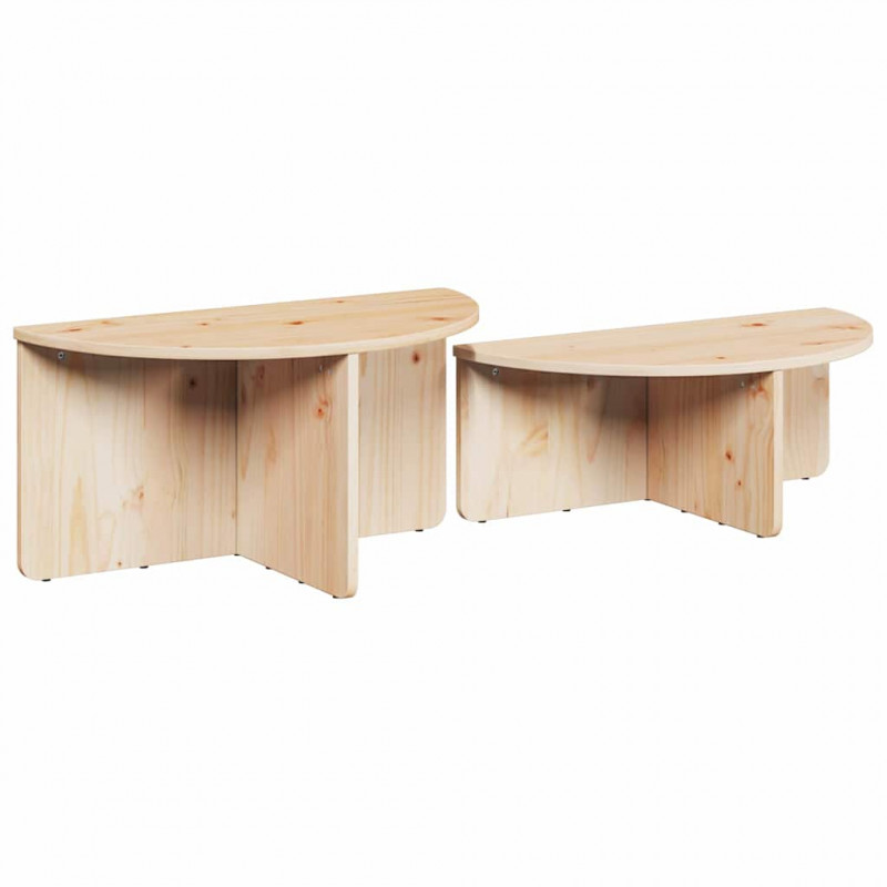 Stolik kawowy 2 pcs Naturalny Lite drewno sosnowe