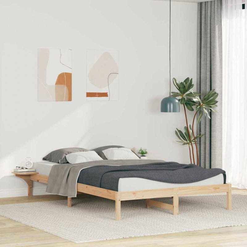 Łóżko z bocznymi stolikami Naturalny 140 x 220 cm