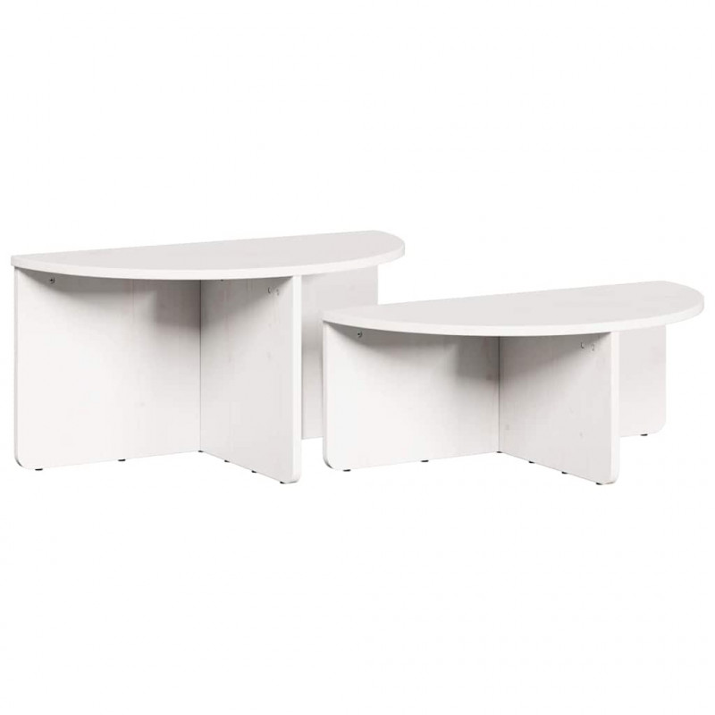 Stolik kawowy 2 pcs Biały Lite drewno sosnowe