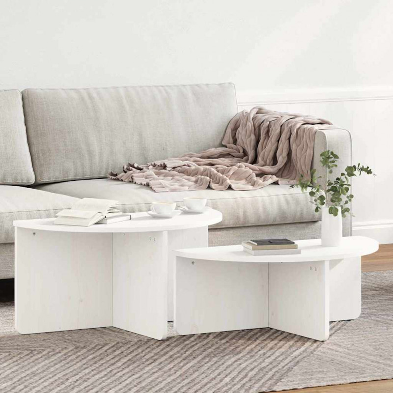 Stolik kawowy 2 pcs Biały Lite drewno sosnowe