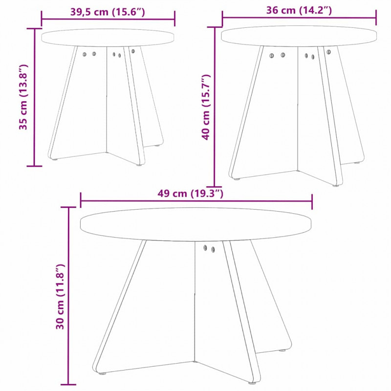 Stolik kawowy 3 pcs Biały