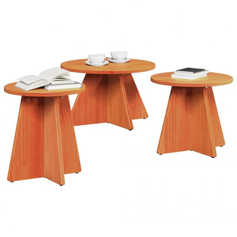 Stolik kawowy 3 pcs Woskowy Brąz