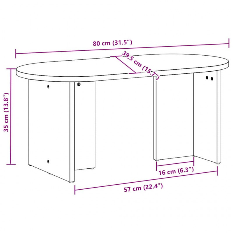 Stolik kawowy Naturalny 80 x 39,5 x 35 cm Lite drewno sosnowe