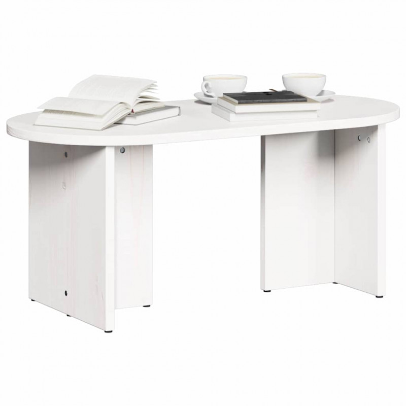 Stolik kawowy Biały 80 x 39,5 x 35 cm Lite drewno sosnowe