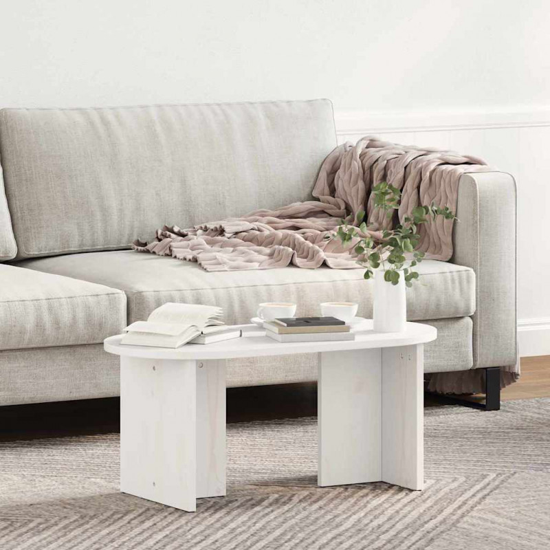 Stolik kawowy Biały 80 x 39,5 x 35 cm Lite drewno sosnowe