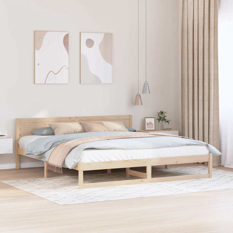 Ramka łóżka Naturalny 200 x 200 cm Lite drewno sosnowe