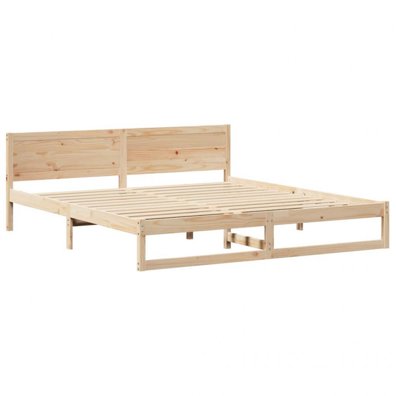 Ramka łóżka Naturalny 200 x 200 cm Lite drewno sosnowe