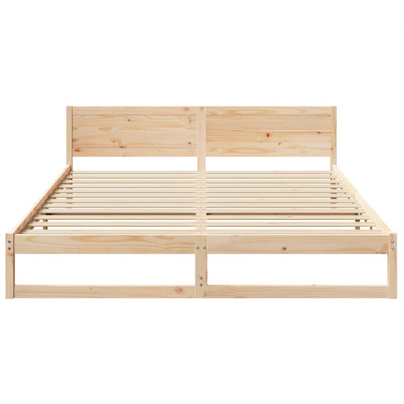 Ramka łóżka Naturalny 200 x 200 cm Lite drewno sosnowe