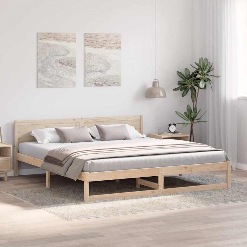 Ramka łóżka Naturalny 180 x 200 cm Lite drewno sosnowe