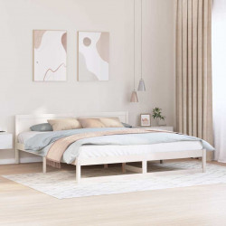 Ramka łóżka Z zagłówkiem Biały 180 x 200 cm Lite drewno sosnowe